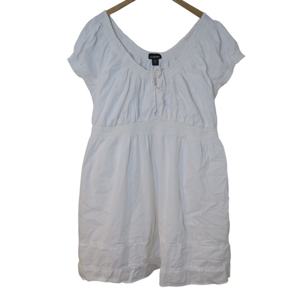 Lane Bryant Dresses & Skirts - Lane Bryant Milkmaid Dress Boho Mini Beaded Collar Euro Summer Bridal White